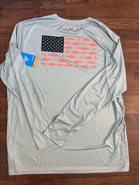 Columbia PFG Terminal Tackle Fish Flag Long Sleeve Shirt 3XLT